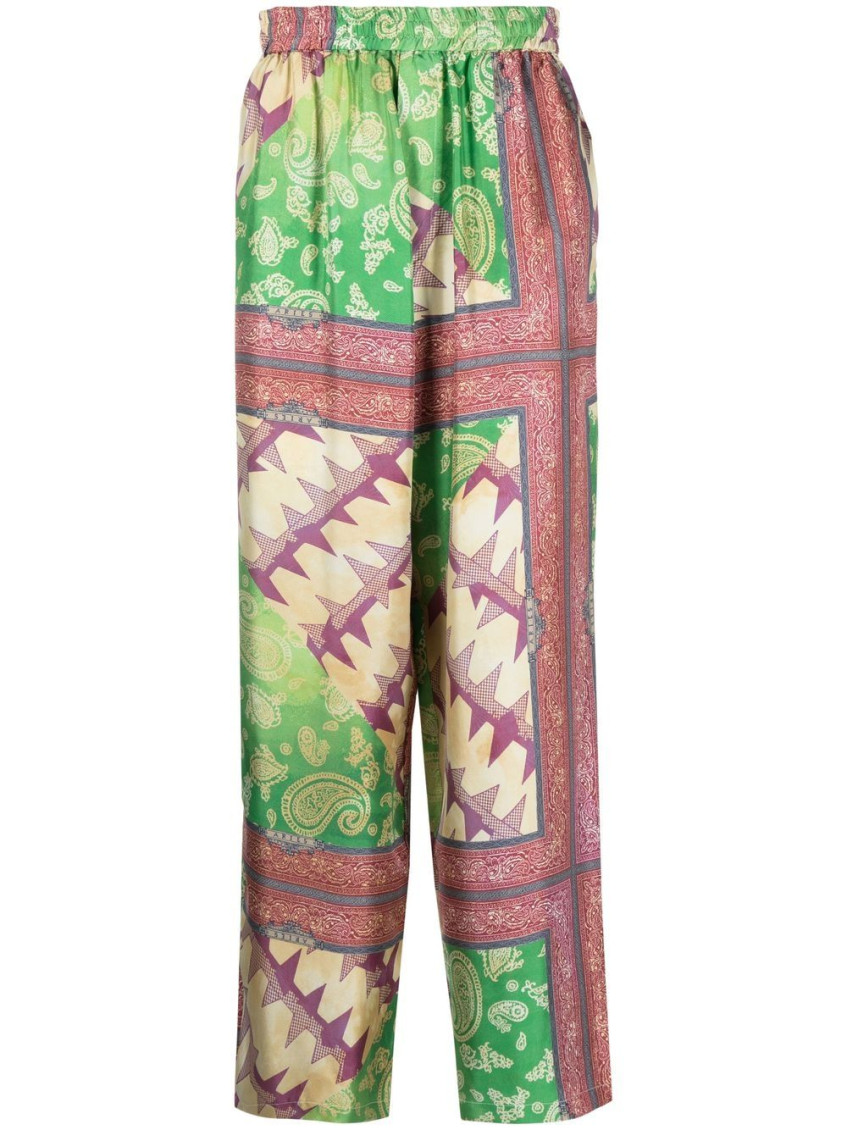 Aries Printed Silk Trousers In Multicolor