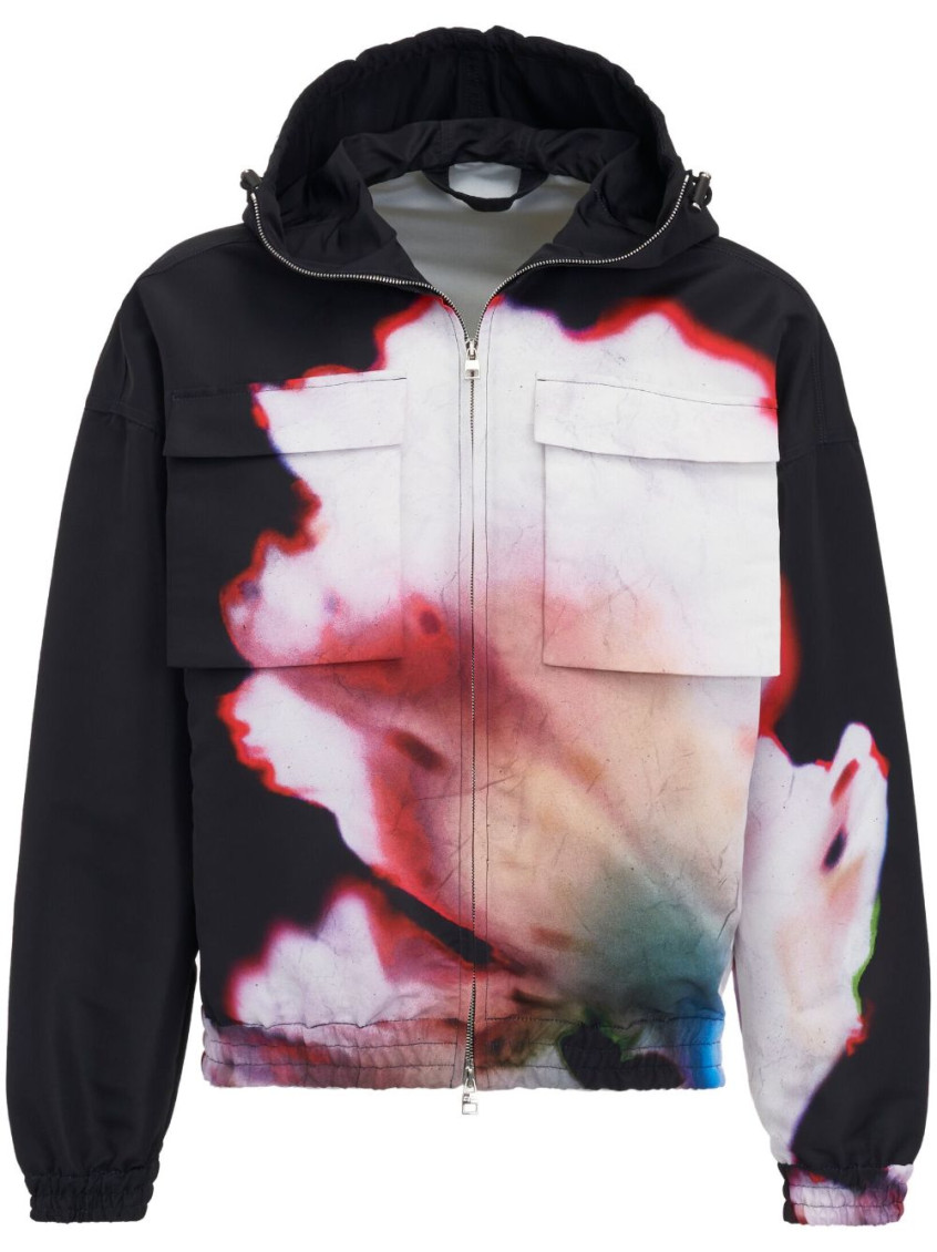 Shop Alexander Mcqueen Multicolor Multicolour Floral Print Windbreaker Jacket