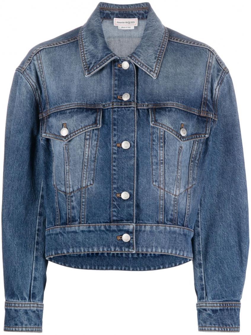 Alexander Mcqueen Denim Cocoon Jacket In Denim
