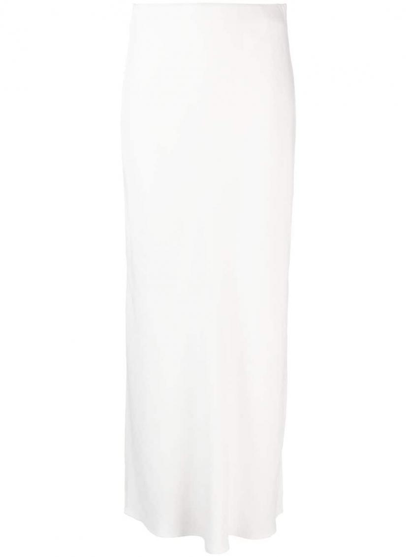 Brunello Cucinelli Fluid Linen Blend Twill Long Skirt In White