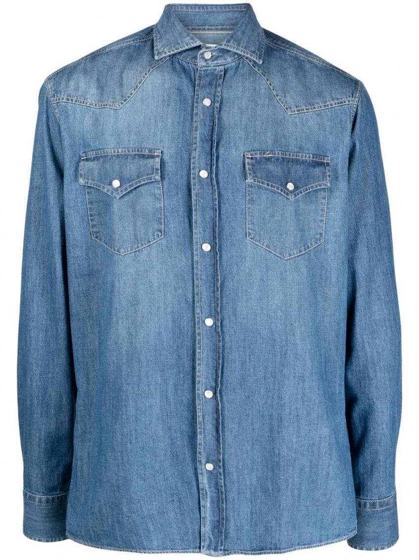 Brunello Cucinelli Button-up Denim Shirt In Blue