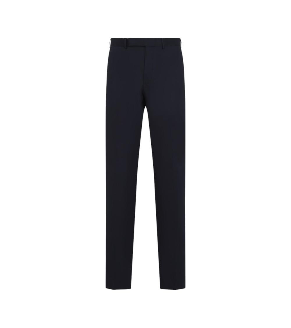 Zegna Cotton-lycra Formal Pants Back Slit In Blue
