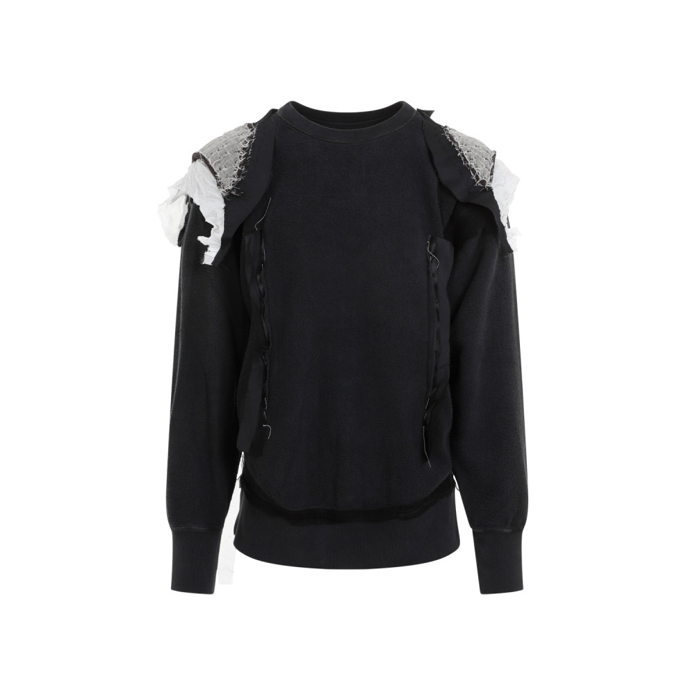 Maison Margiela Ruffled Sweatshirt Featuring Contrasting Stitching In Dark Grey