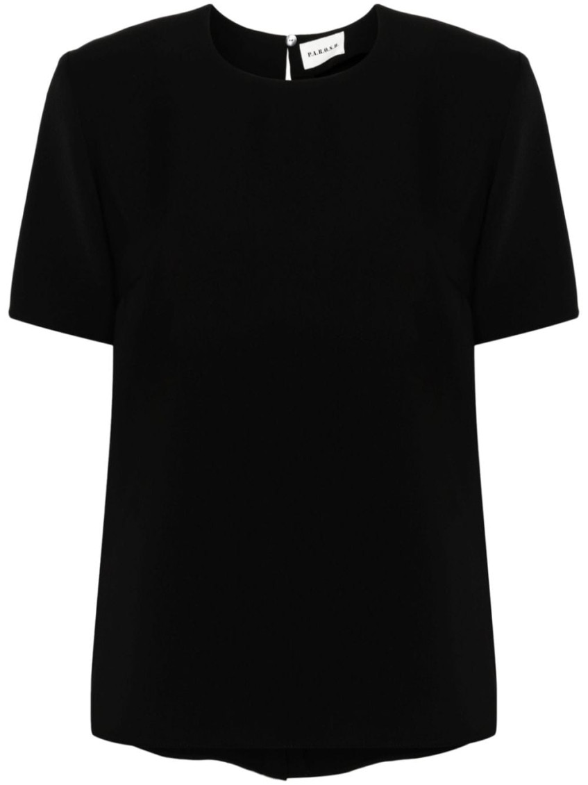 P.a.r.o.s.h Sheer Cady Blouse Split Hem Detail In Black