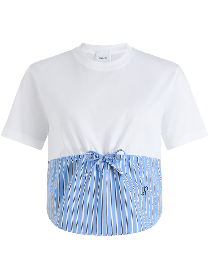 Patou Drawsgtring Waist Panelled T-shirt Clothing In White