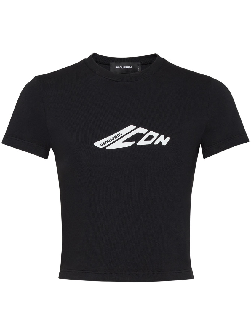 Dsquared2 Signature Icon Cropped T-shirt In Black