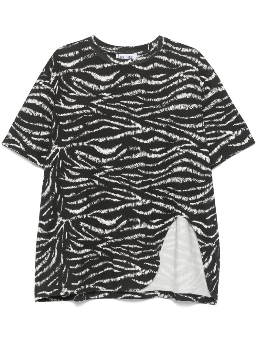 Attico Zebra Print Cotton T-shirt In Blackwhite
