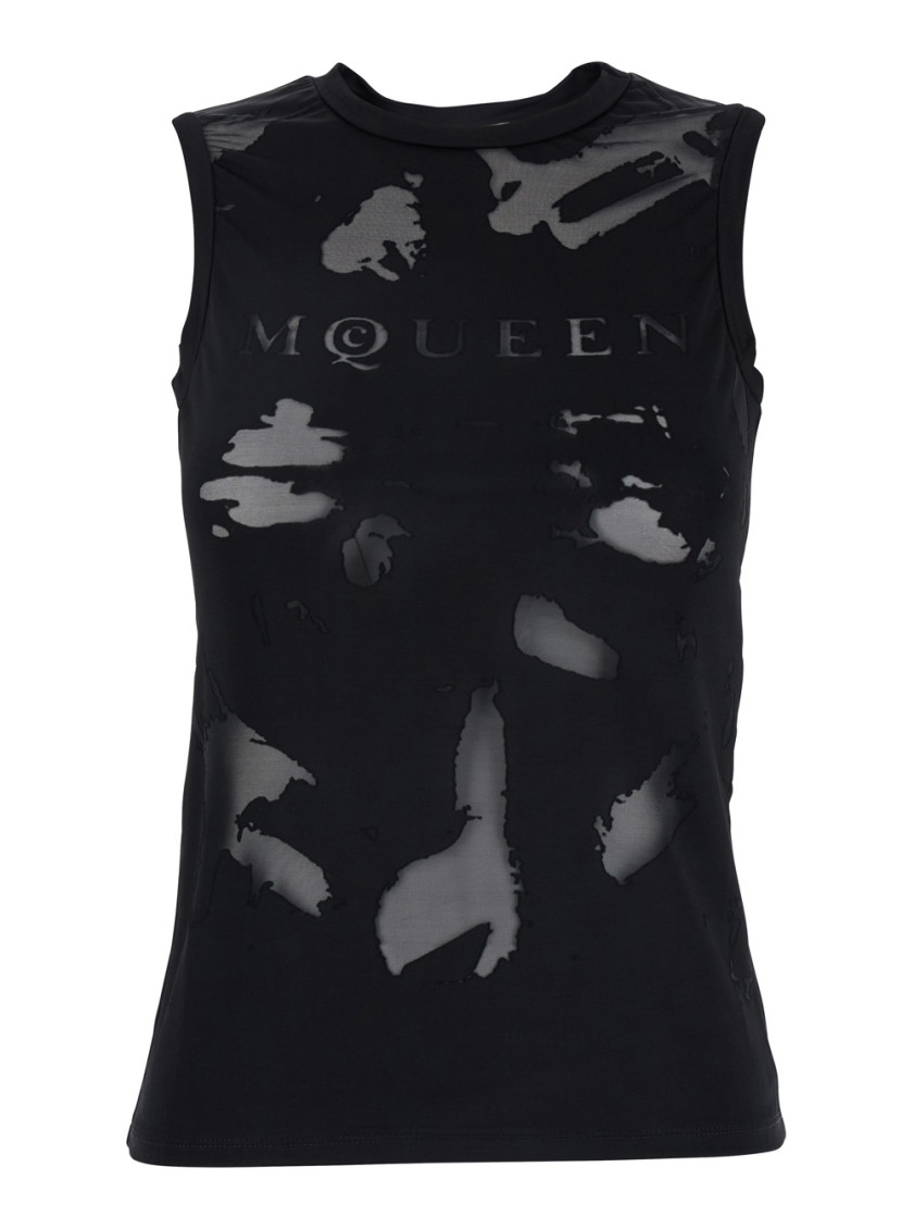 ALEXANDER MCQUEEN BLACK SLEEVELESS T-SHIRT 