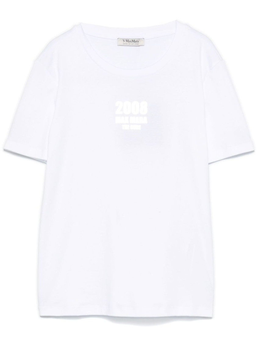 Max Mara Logo Embroidered Crewneck T-shirt In White
