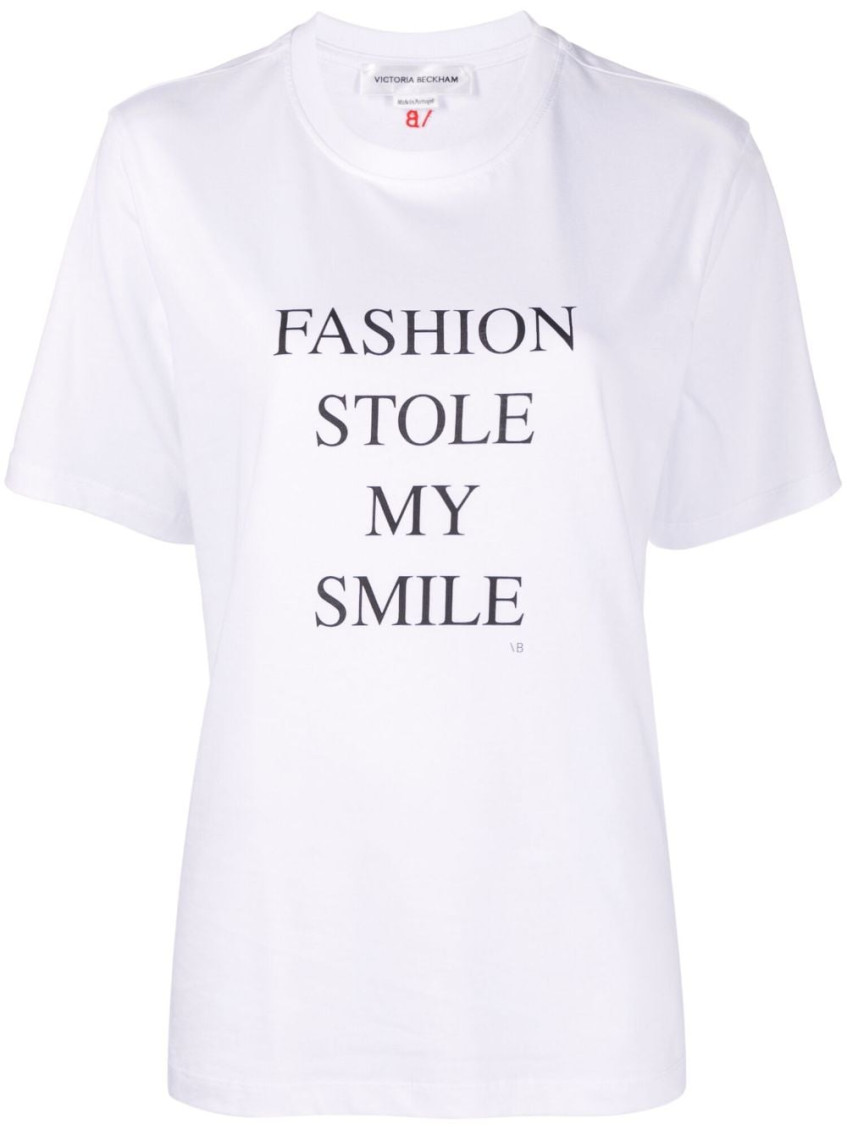 Victoria Beckham White T-shirt With Slogan Lettering On The Front In Cotton Woman In White