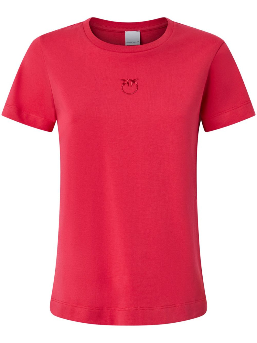 Pinko Love Birds-embroidered T-shirt In Red