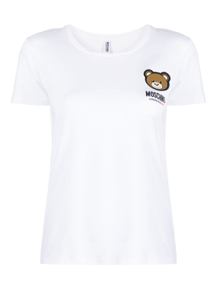 Moschino Underwear Stretch-cotton T-shirt In White With Logo In White