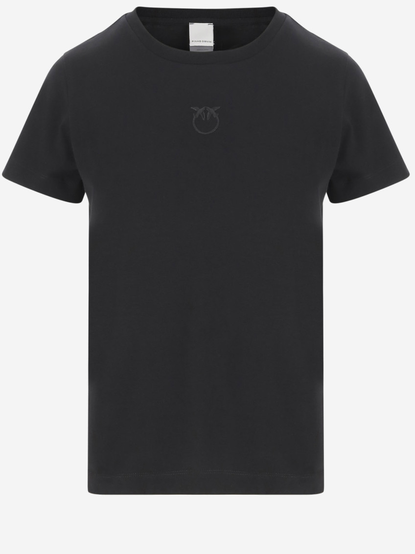 Shop Pinko Black Tonal Logo T-shirt