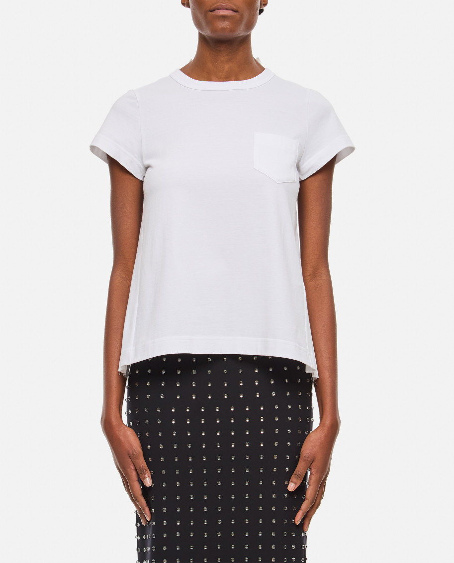 Sacai Cotton Poplin X Cotton Jersey T-shirt In White