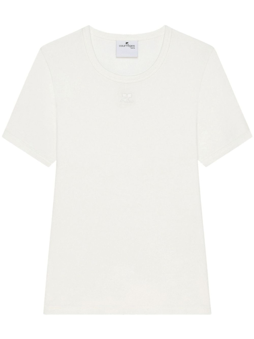 Shop Courrèges White Tonal Logo T-shirt