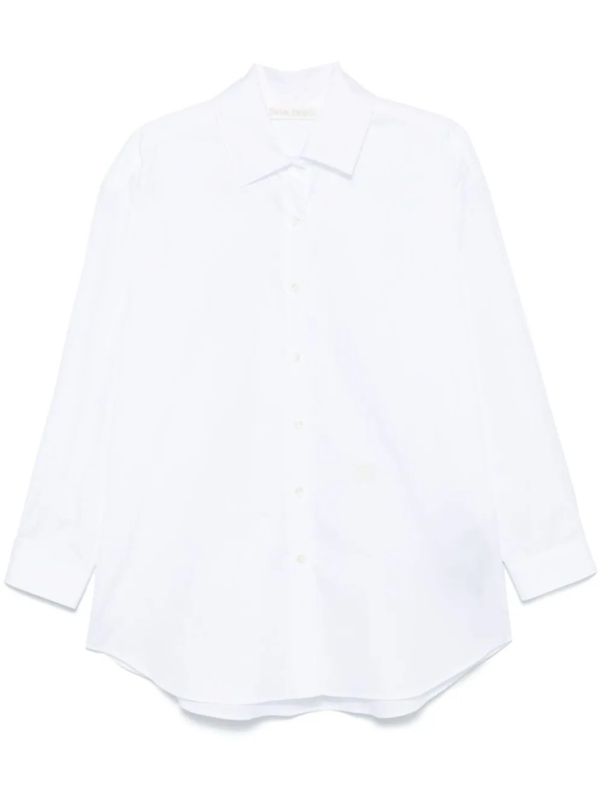 Palm Angels Monogram Embroidered Loose Shirt In White