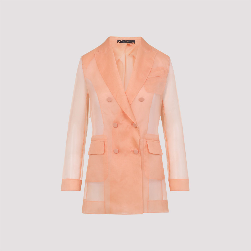 Max Mara Silk Organza Double-breasted Blazer In Light Coral
