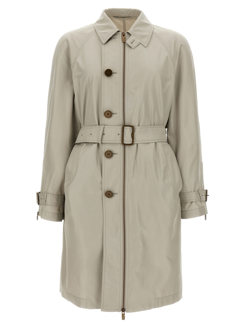 Burberry Car Coat Silk Coats And Trench Coats Gray In Grey