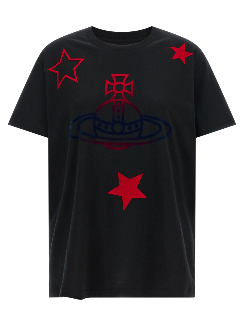 Vivienne Westwood Black Orb And Stars Classic T-shirt for Women