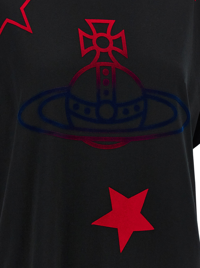 Vivienne Westwood Black Orb And Stars Classic T-shirt for Women