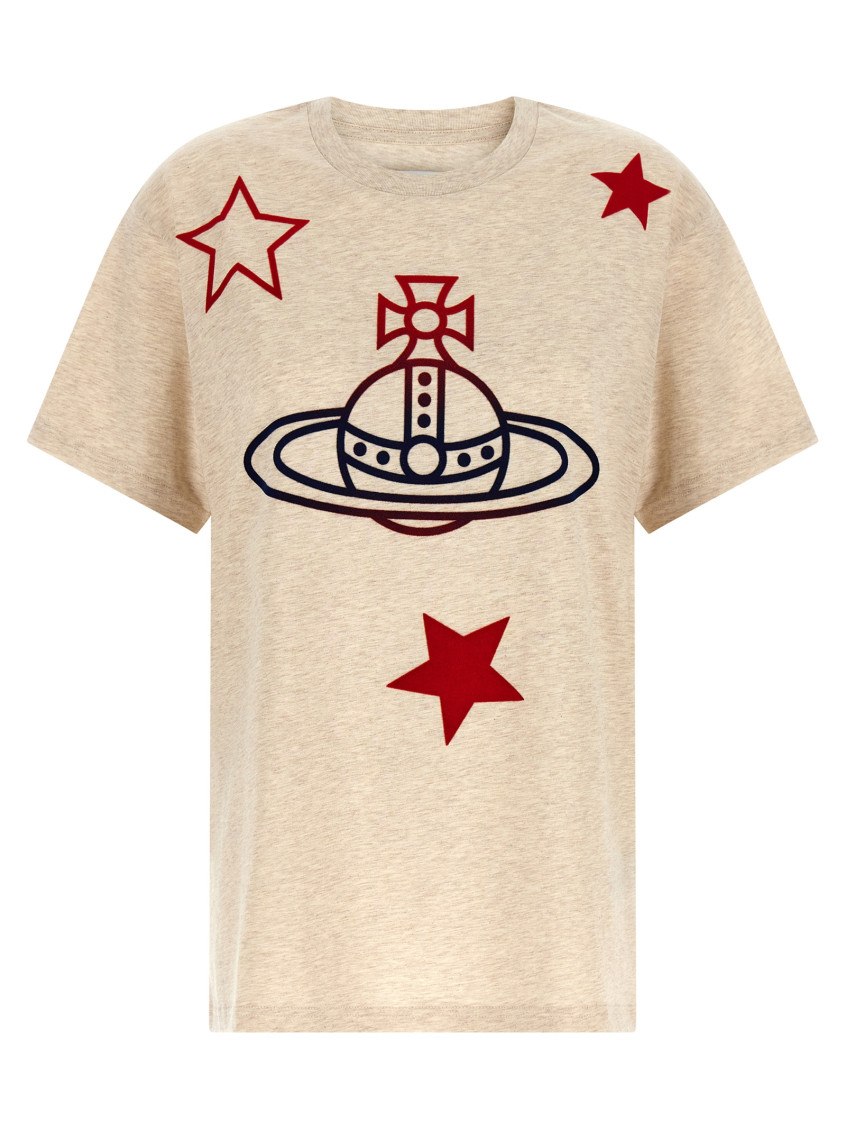 Vivienne Westwood “ORB STARS” ロングTシャツ Vivienne Westwood Beige Orb And Stars Classic T-shirt for Women