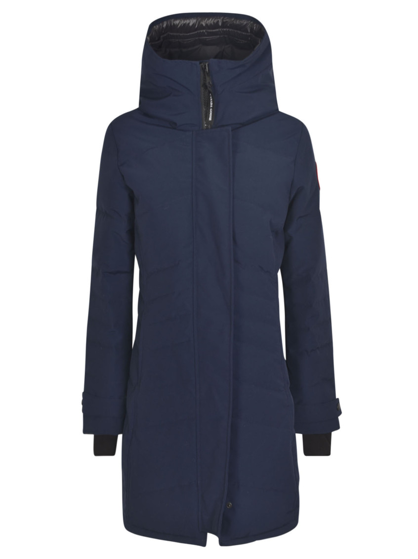 Canada Goose Logo-patch Padded Down Coat In Navy Blue