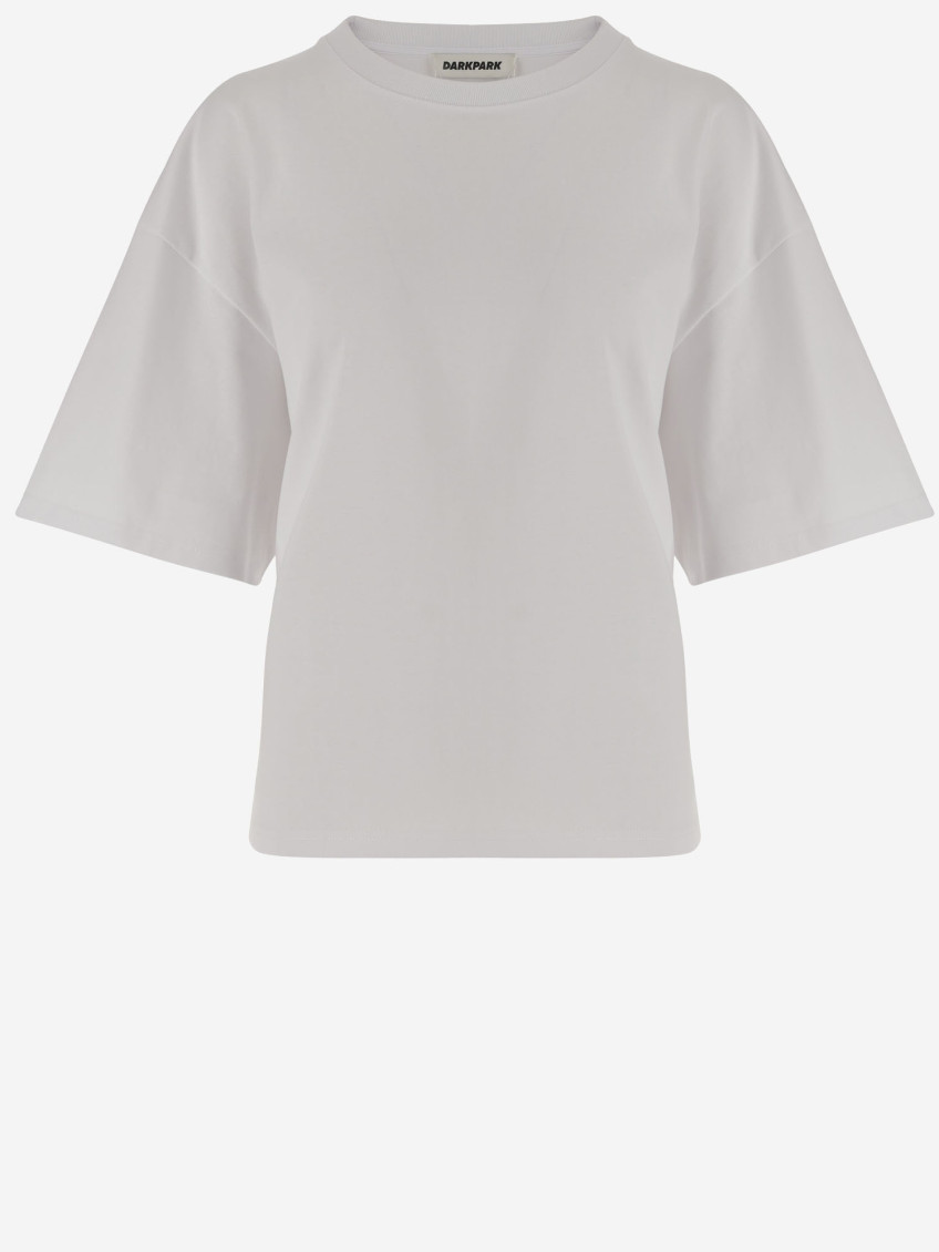 Darkpark Doyle Cropped Draped Short Sleeve Tee In Gray