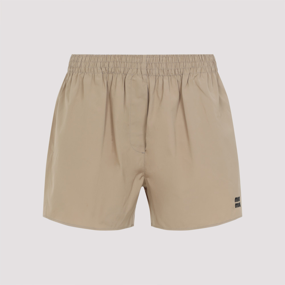 Miu Miu Cotton Shorts With Elastic Waistband