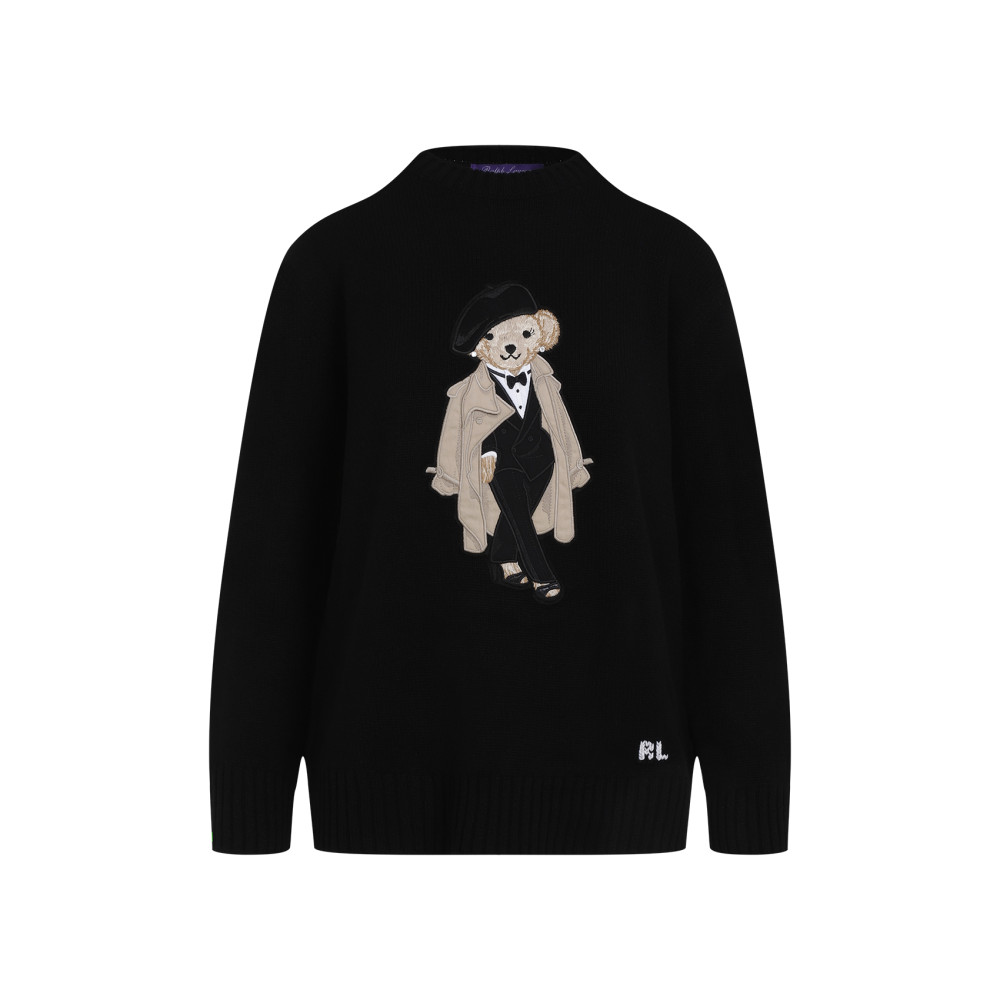 Ralph Lauren Bear Motif Cashmere Pullover With Front Design
