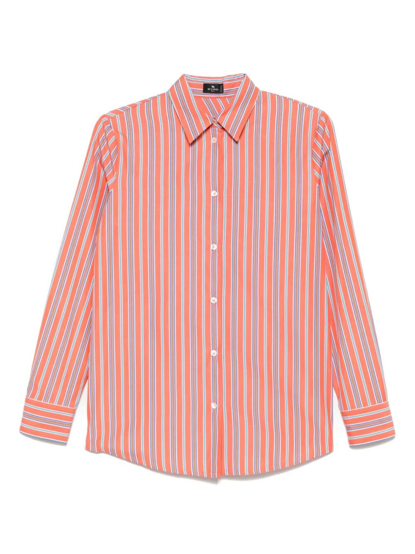 Etro Back Slit Striped Cotton Shirt
