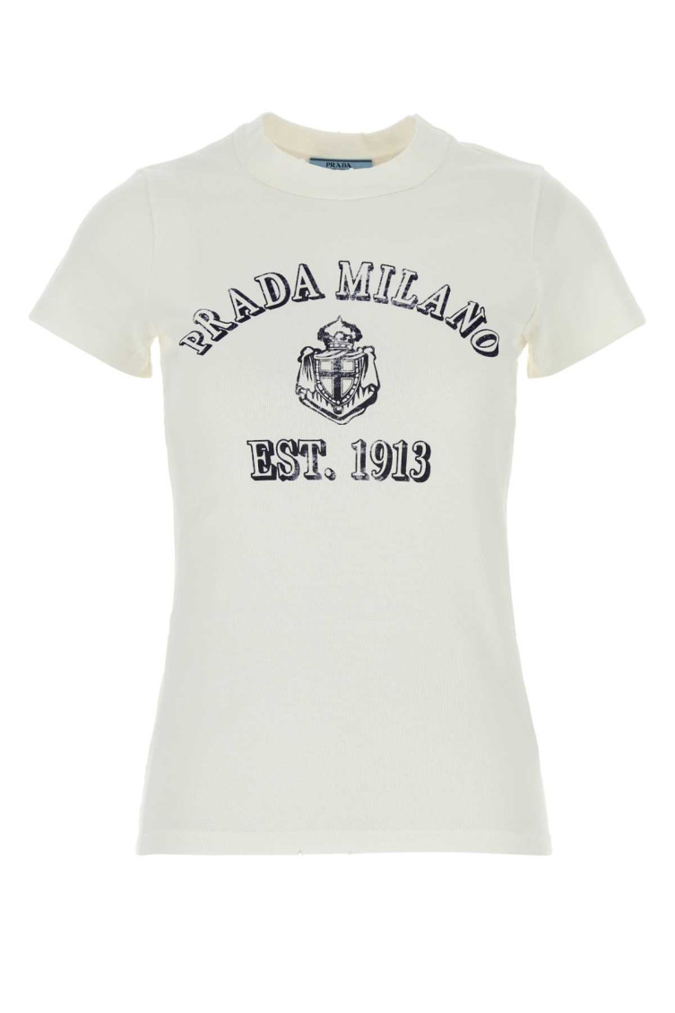 Prada Stamped Logo Crew Neck T-shirt