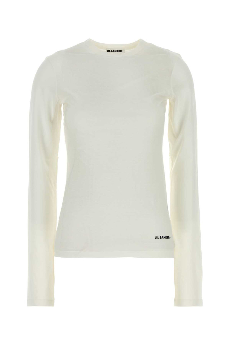 Jil Sander White Long Sleeve Logo T-shirt