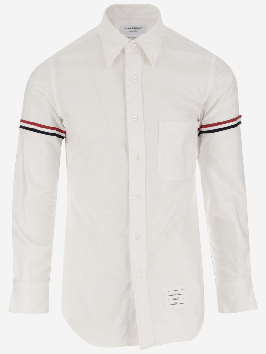 Thom Browne White Striped Detail Shirt for Men Online USA at Thom Browne White Striped Detail Shirt for Men Online USA at