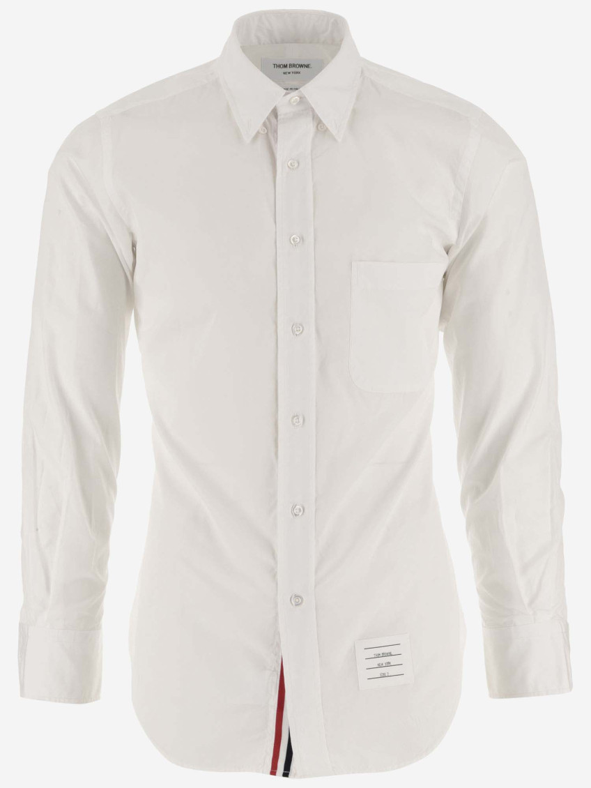 Thom Browne Signature Grosgrain Placket Shirt In White