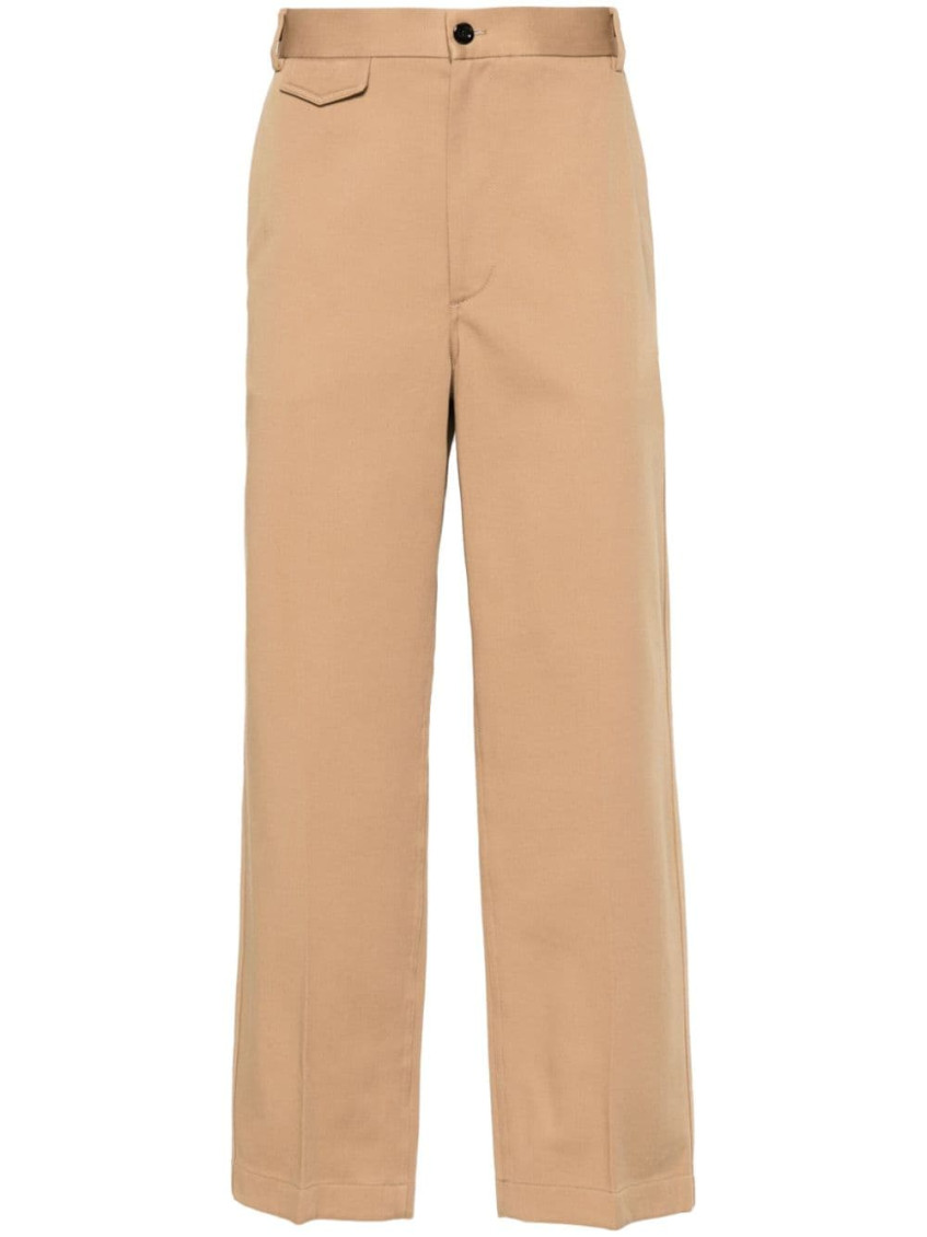Gucci Web-detail Cotton Trousers In Light Brown