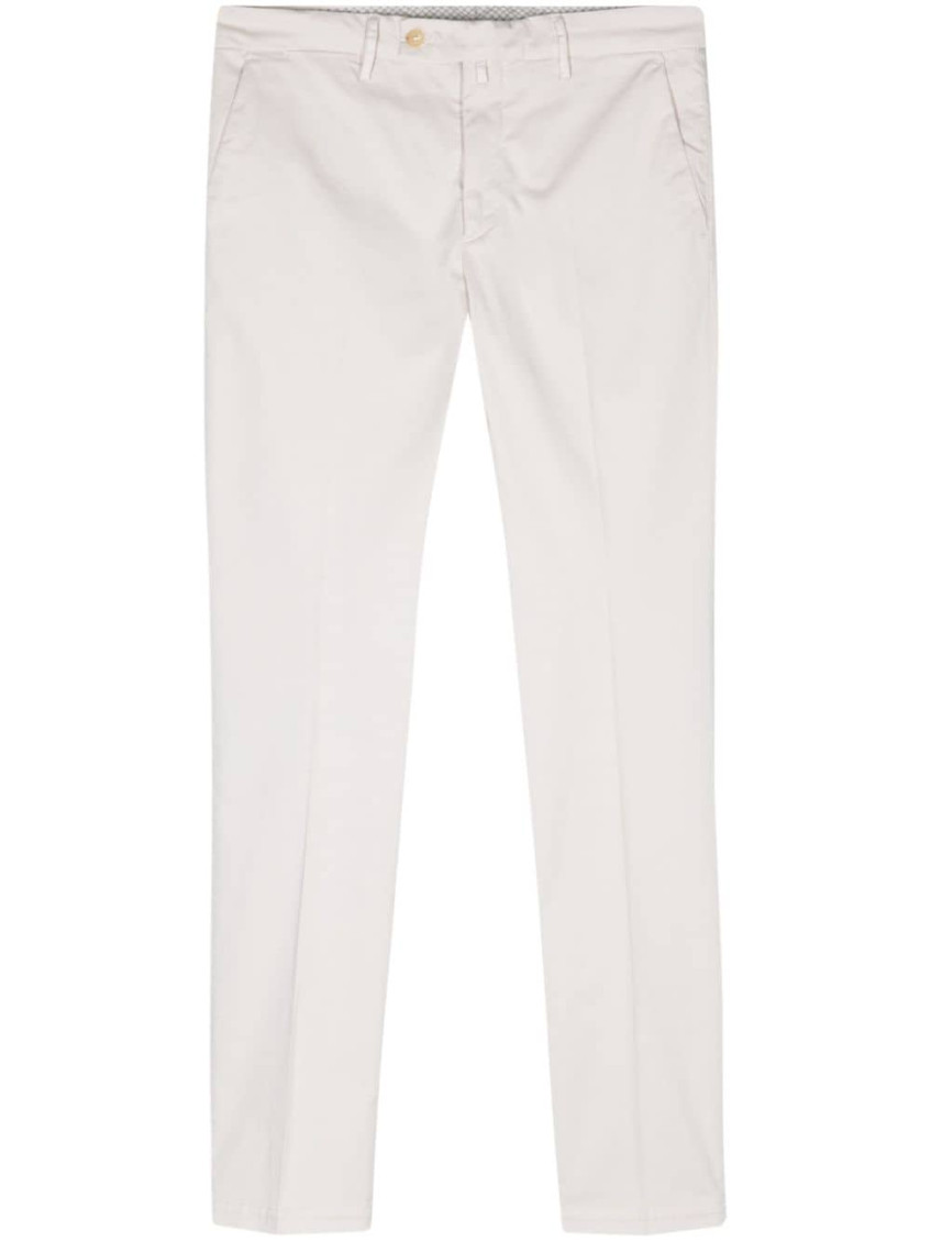 Borrelli Mid-rise Cotton Chino Trousers In White