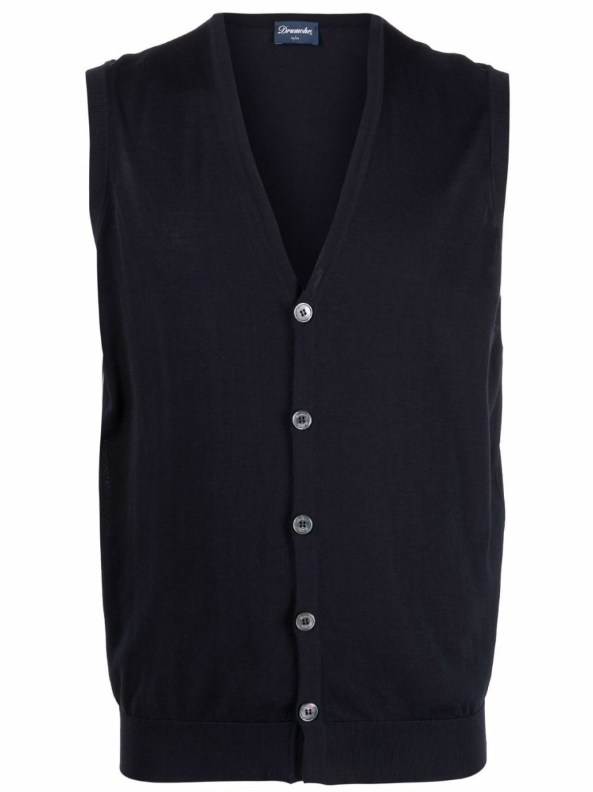 Drumohr Vest With Logo In Navy Blue
