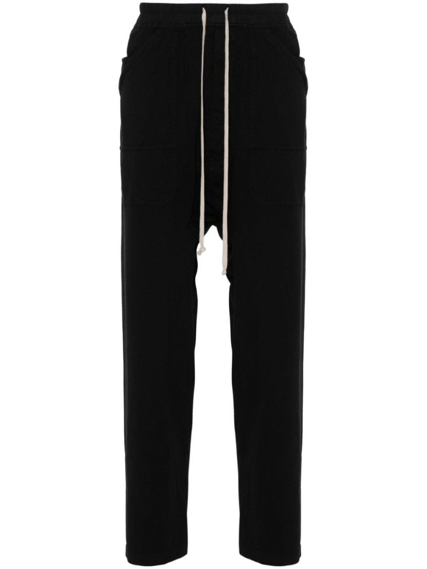 Rick Owens Drop-crotch Cotton Trousers In Black