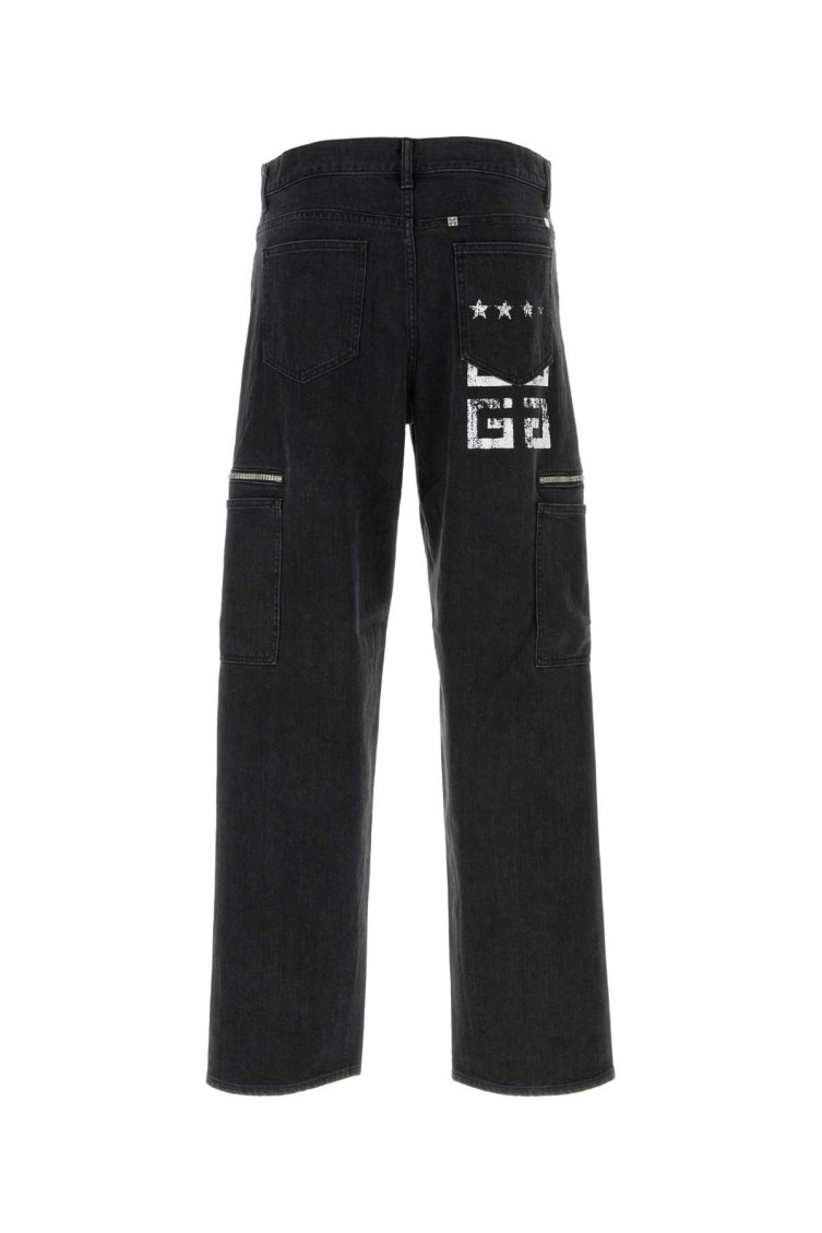 Givenchy Black stretch denim cargo jeans for Men Online USA