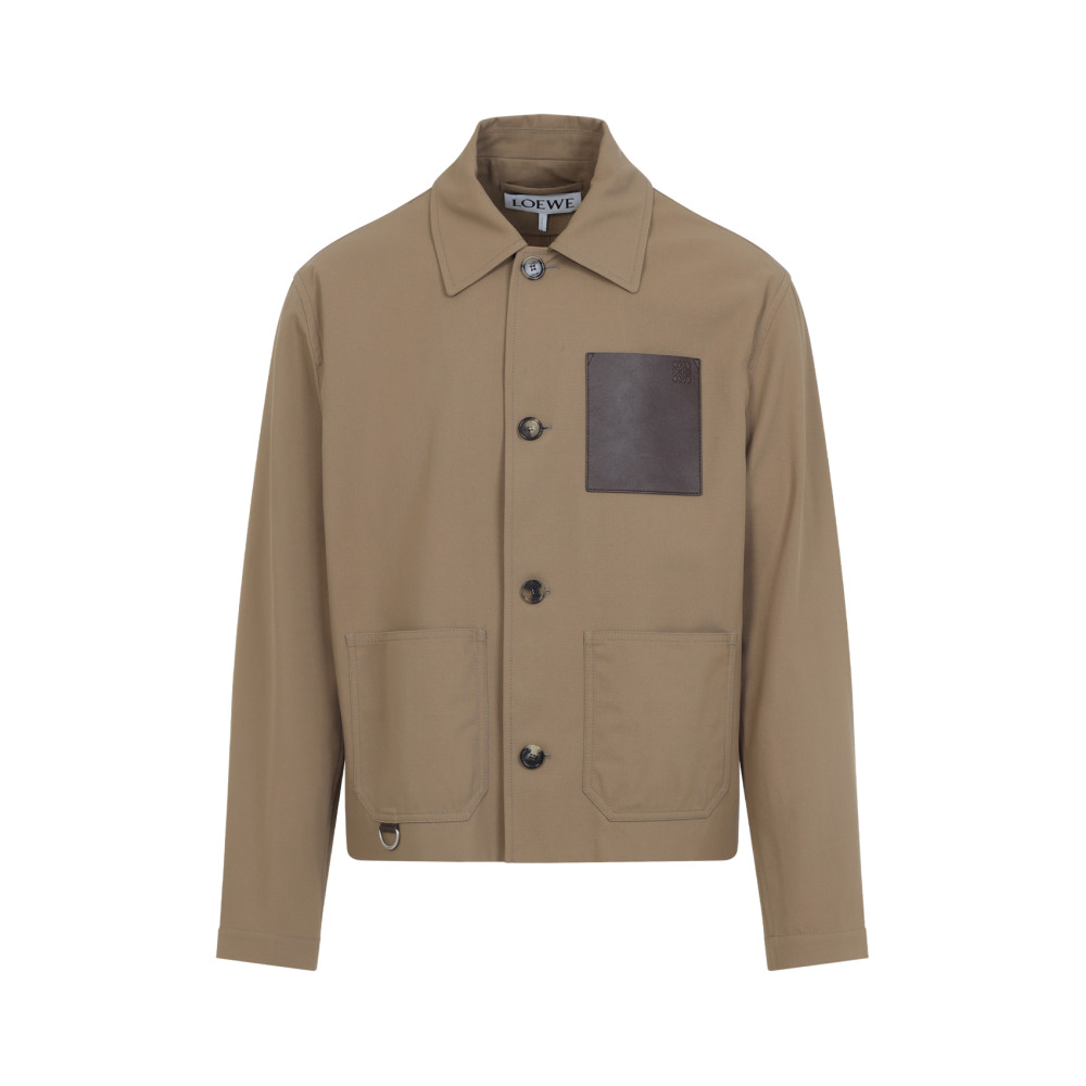 Loewe Cotton Jacket With Contrast Pocket And Front Pockets In Multi