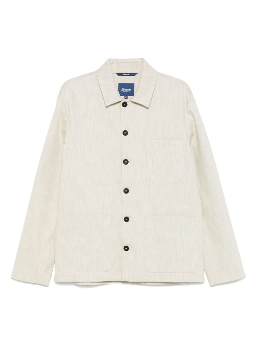 Drumohr Beige Spread Collar Shirt Jacket In Multi