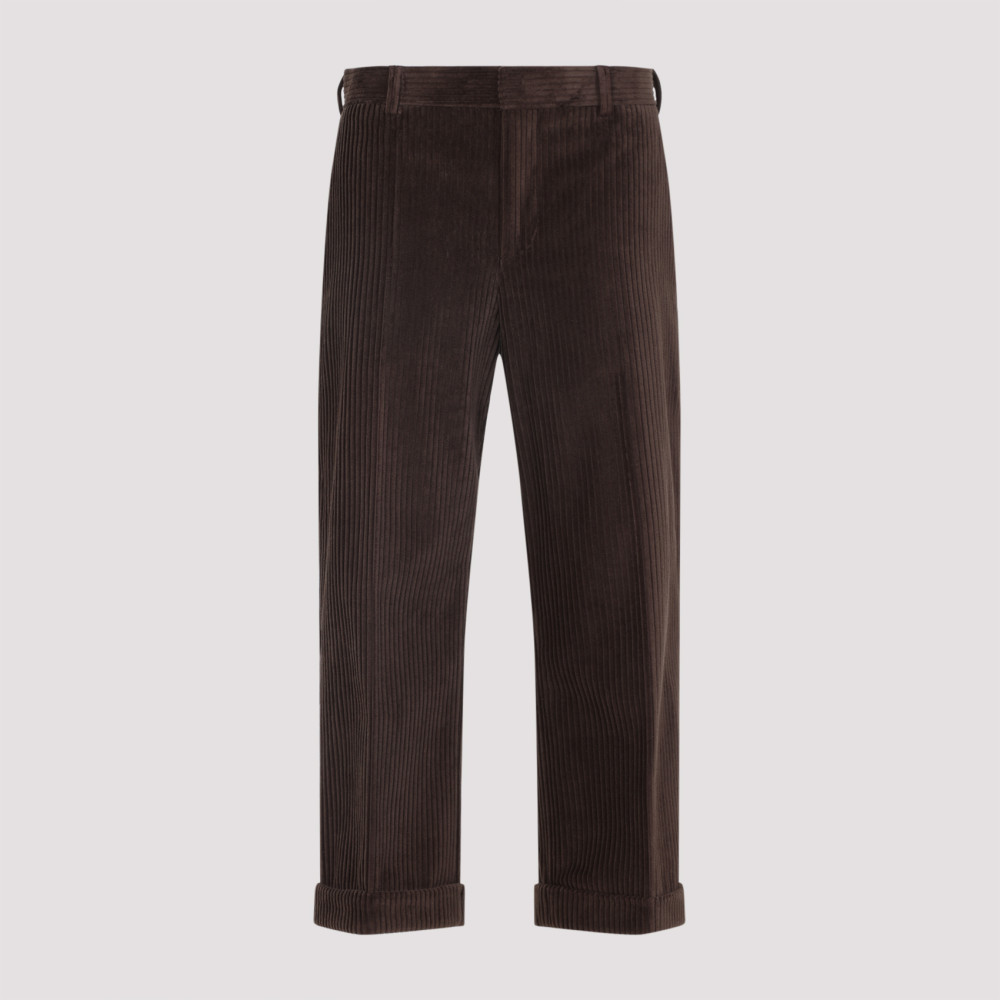 Moschino Straight-leg Trousers With Textured Corduroy Finish In Brown
