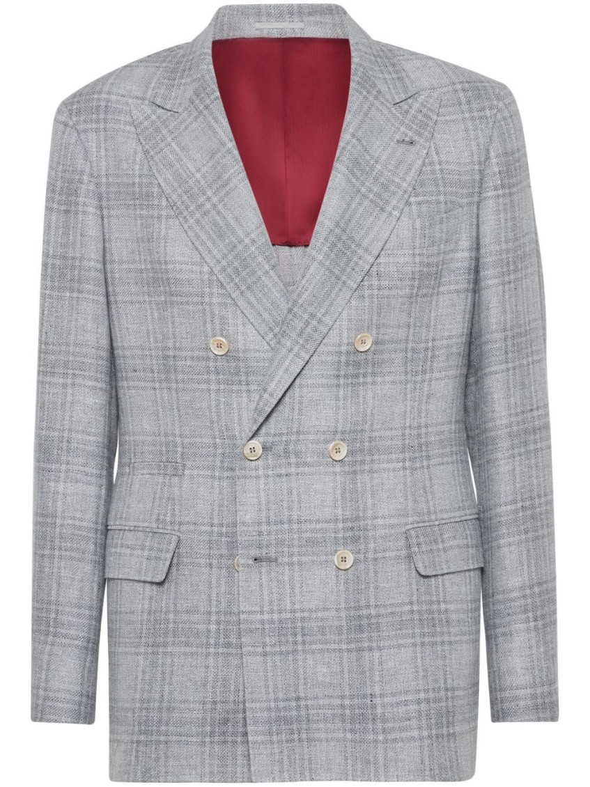 Brunello Cucinelli Grey Suit-type Linen Blazer In Gray