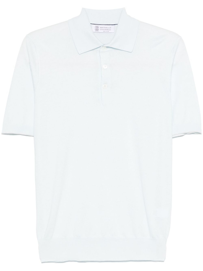 Brunello Cucinelli Fine-knit Polo Shirt In White