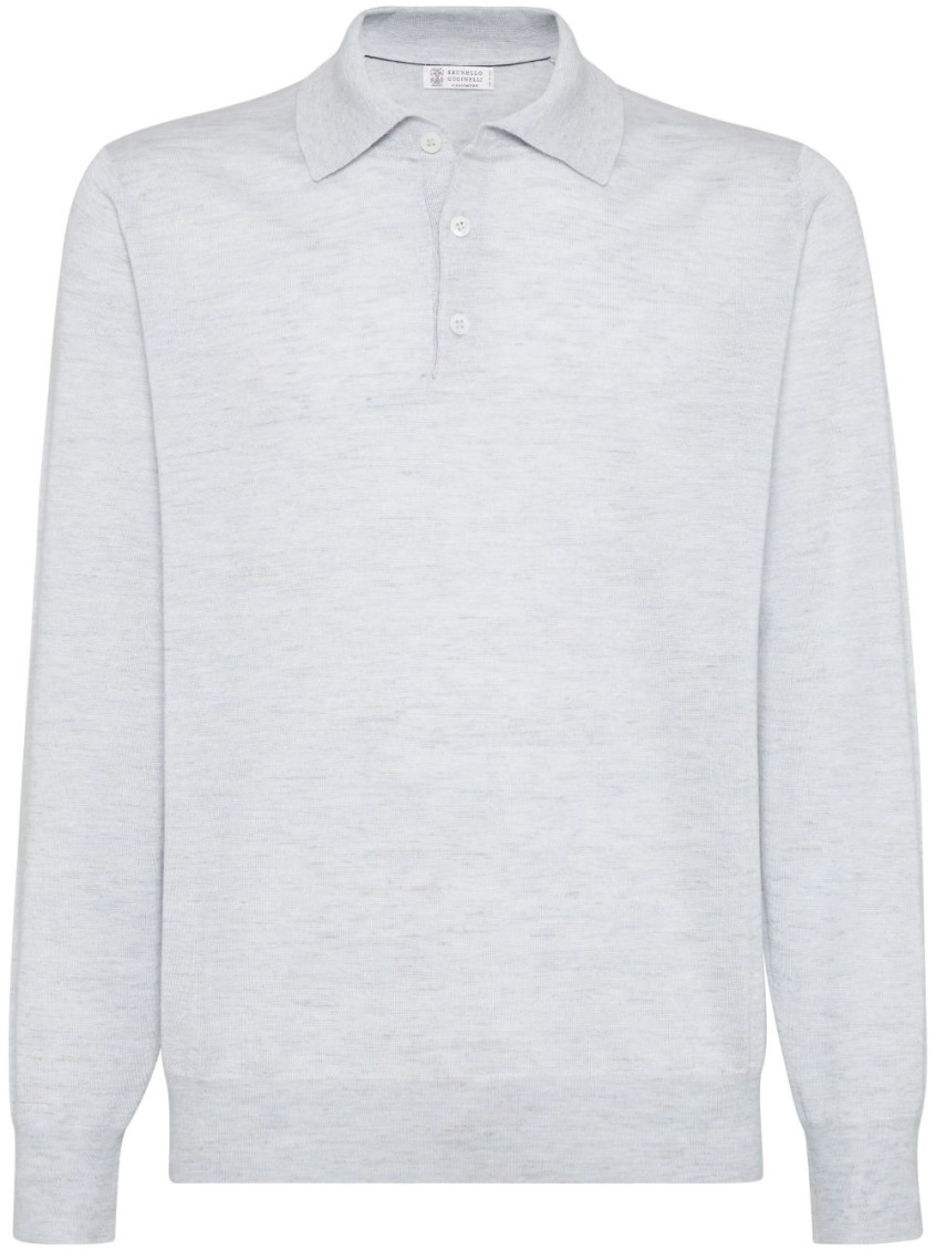 Brunello Cucinelli Lightweight Knit Polo In Gray