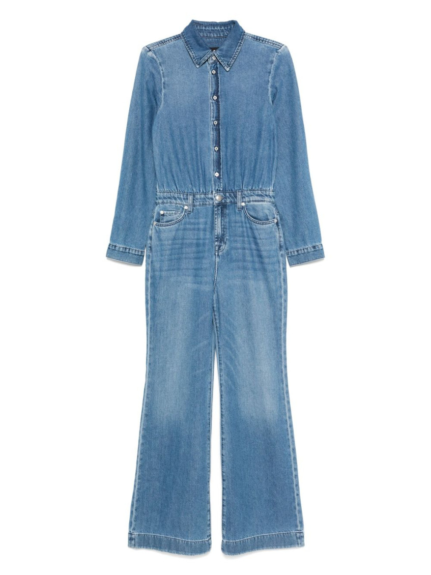 7 For All Mankind Hilo Denim Jumpsuit In Blue