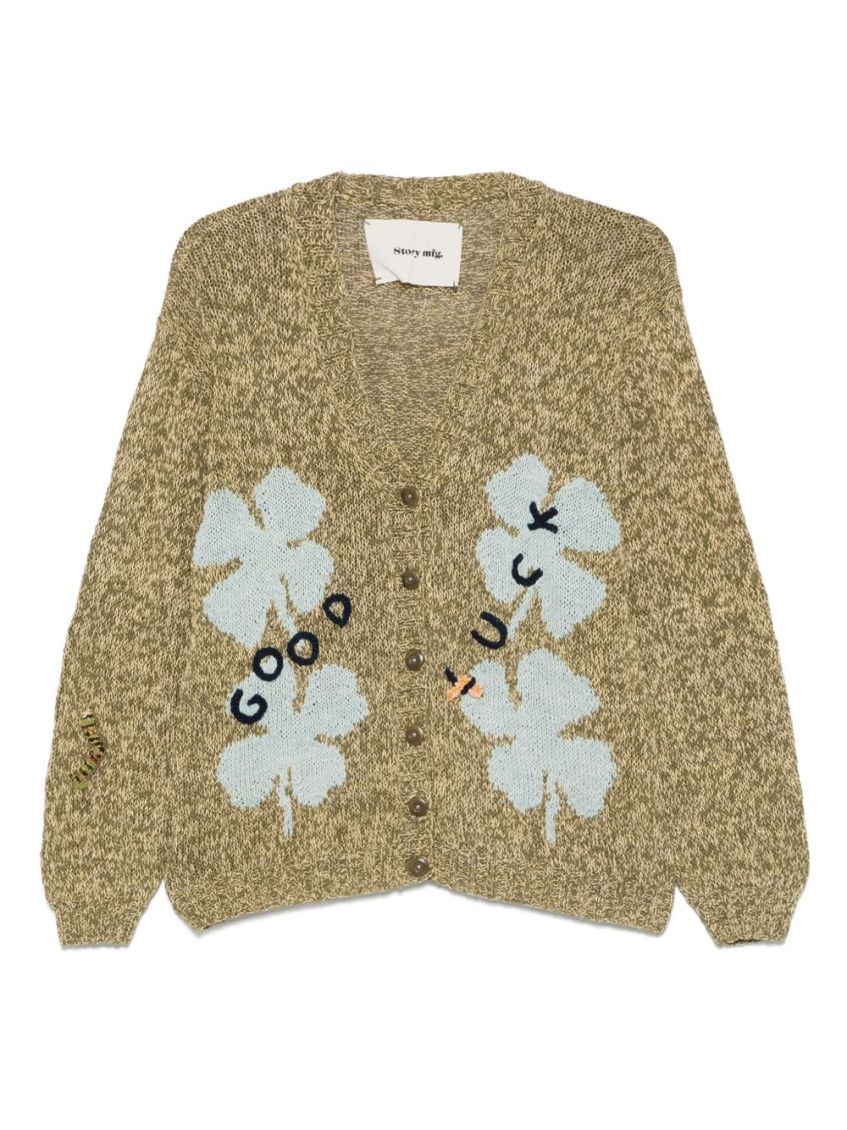 Story Mfg. Khaki Twinsun Knit Cardigan In Green