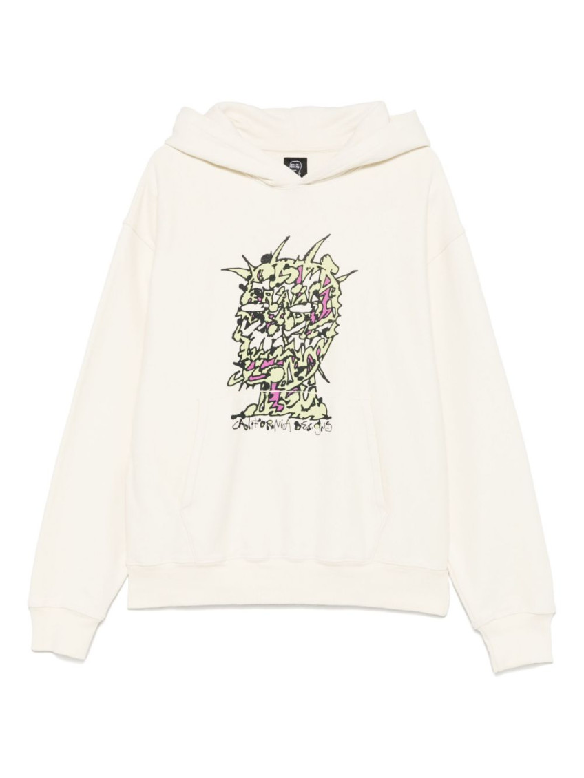 Brain Dead Scrambled Head Graphic Hooded Sweatshirt In Neutral