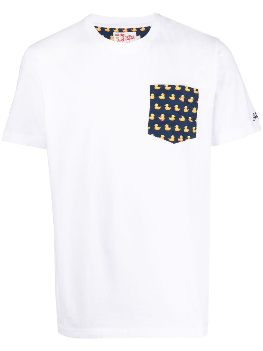 Mc2 Saint Barth T-shirt Con Tasca Stampa Ducky Blanche01235b