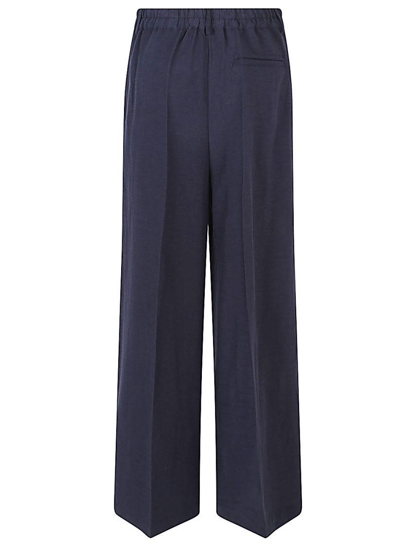 Front Street Blue Linen Blend Wide-leg Trousers In Blue